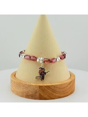 Bomb Party Single Stretchy Beaded Bracelet w/ Charm - Witch on Silver Plating